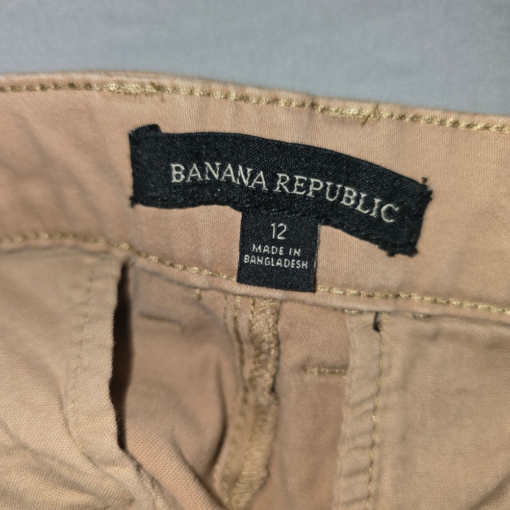 Banana Republic Chino Shorts 12 Women Tan Khaki Stretch Cotton Mid Rise Classic - Picture 6 of 7